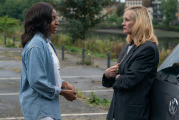 A still of Ayo Edebiri and Julia Roberts in Luca Guadagnino’s After the Hunt