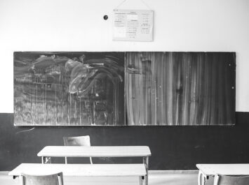 A chalkboard in a classroom