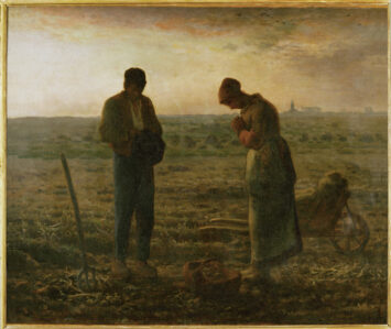 Painting showing a man and woman in a field