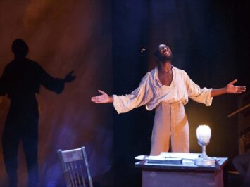 Phillip James Brannon performing a scene from Nat Turner in Jerusalem