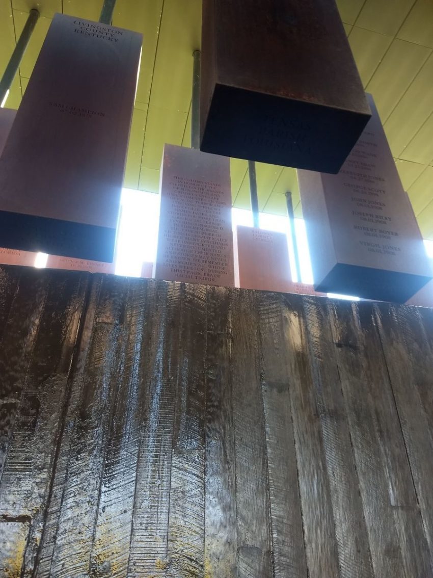 images of hanging blocks in National Memorial for Peace and Justice