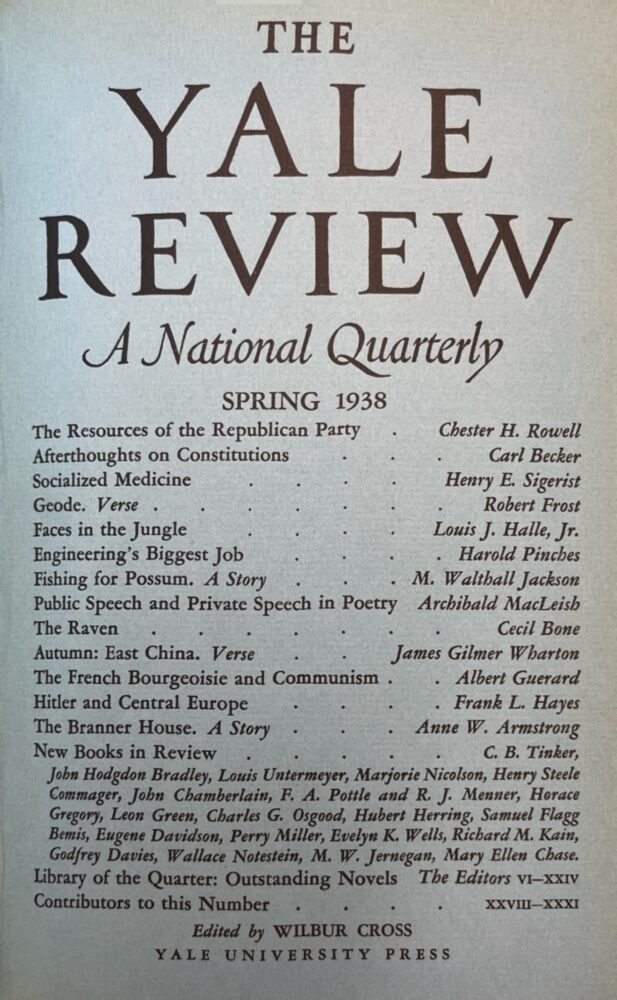 Spring 1938 cover image