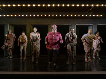 The cast of A Strange Loop singing and dancing.