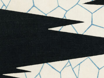 Black, white, blue abstract shapes. Detail from Watanabe Seitei, Illustration from Bijutsu Sekai, 1893–96. Courtesy rawpixel.