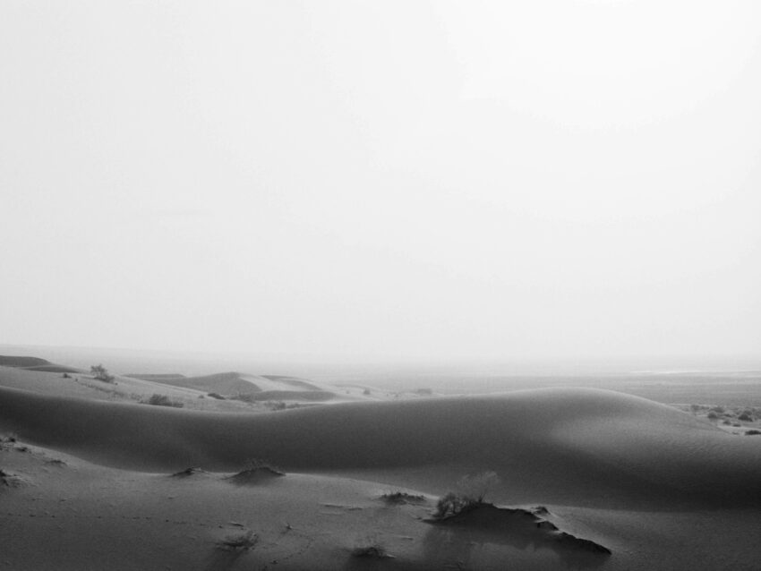 Sand dunes in black and white