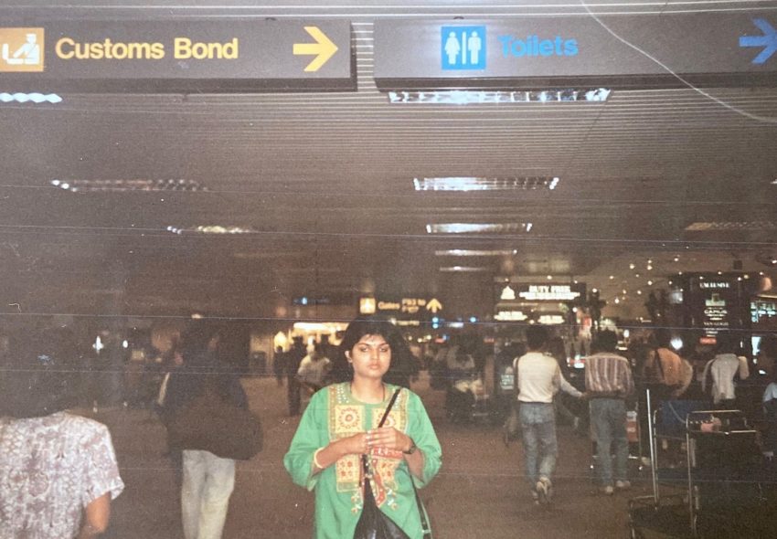 Meghana's mother at airport