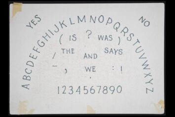 Ouija board. James Merrill Papers, Yale Collection of American Literature, Beinecke Rare Book and Manuscript Library.