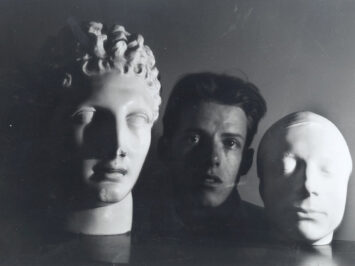 Merrill with Mask of Keats and Head of Hermes. Courtesy Washington University in St. Louis Special Collections.