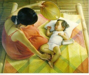 Nestor Leynes, Mag-ina sa Banig (“Mother and Child on a Sleeping Mat”), 1960