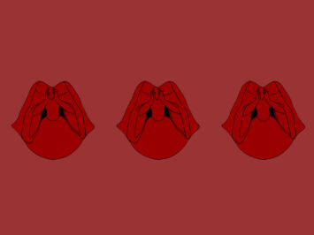 Graphic with lips and motioning hands by Tung Chau