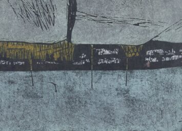 Abstract on grey background. Detail from Ono Tadashige, Kita no umi, 1974. Courtesy Rijksmuseum, Amsterdam.