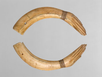 Image: Pair of Clappers, ca. 1353–1336 B.C., Hippopotamus ivory. From the Metropolitan Museum of Art in New York.