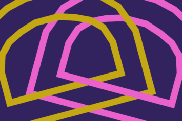 Graphic of interlocking D’s in purple, pink, and muted gold
