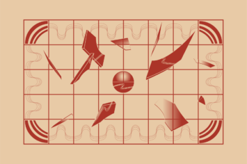 Illustration with shattered glass and waves