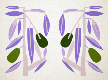 Graphic of a stylized avocado tree